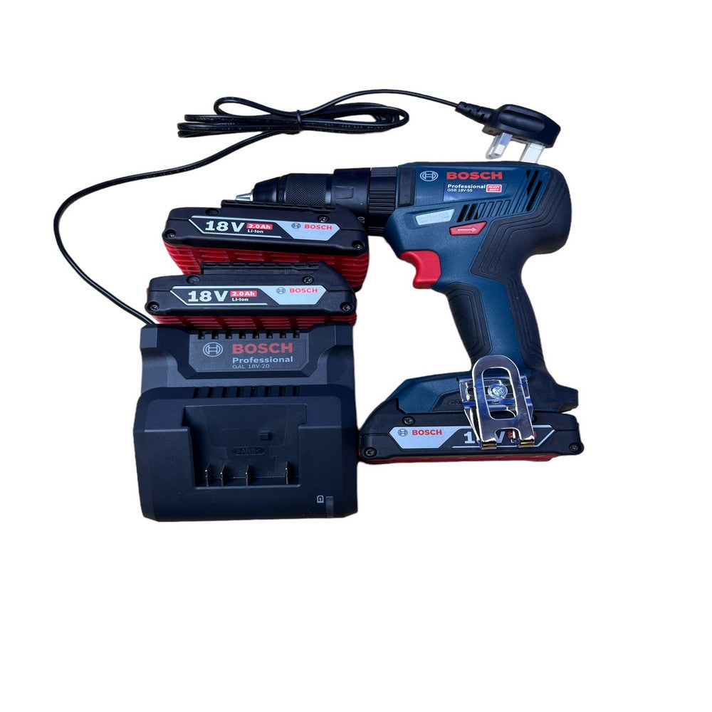 BOSCH GSB18-55 COMBI DRILL WITH 3 X 2AH BATTERY