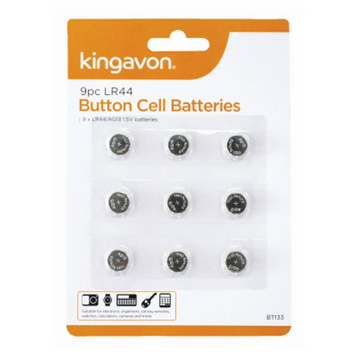 KINGAVON 9PC LR44 BUTTON CELL BATTERIES BB-BT133