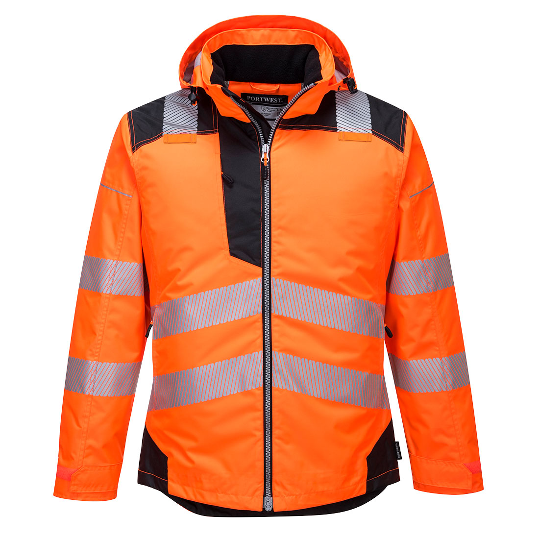 PORTWEST PW3 HI VIS WINTER JACKET - ORANGE / BLACK