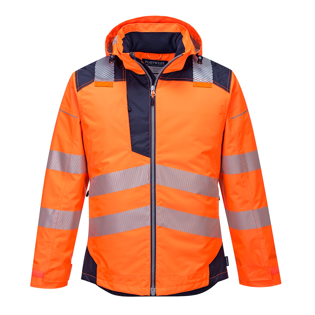 PORTWEST PW3 HI-VIS WINTER JACKET ORANGE / NAVY