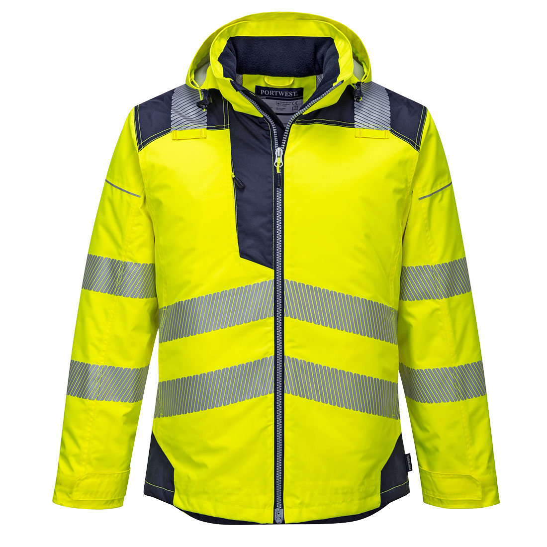 PORTWEST PW3 HI-VIS WINTER JACKET YELLOW NAVY