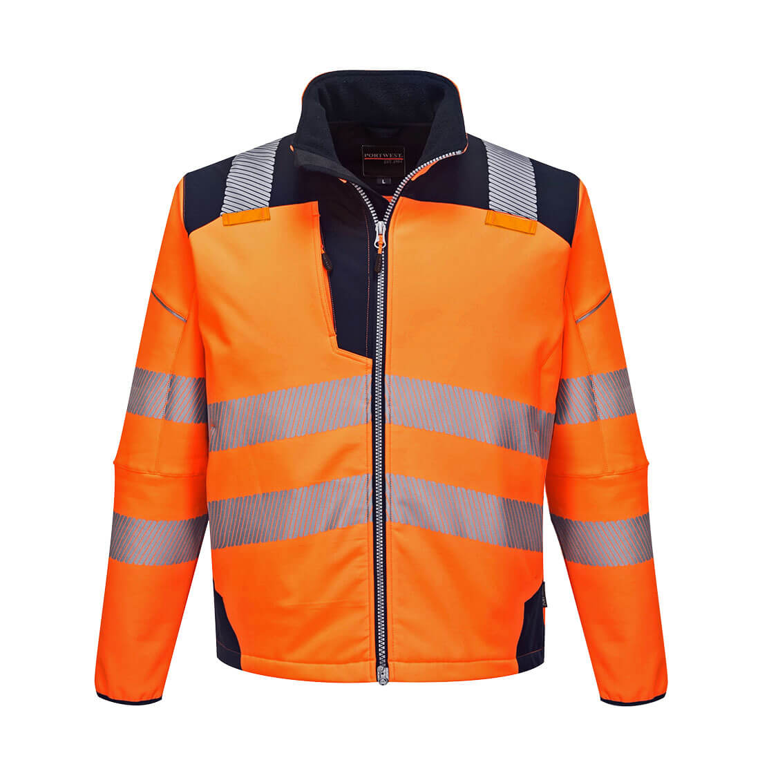 PW3 HI-VIS SOFTSHELL JACKET - ORANGE / NAVY